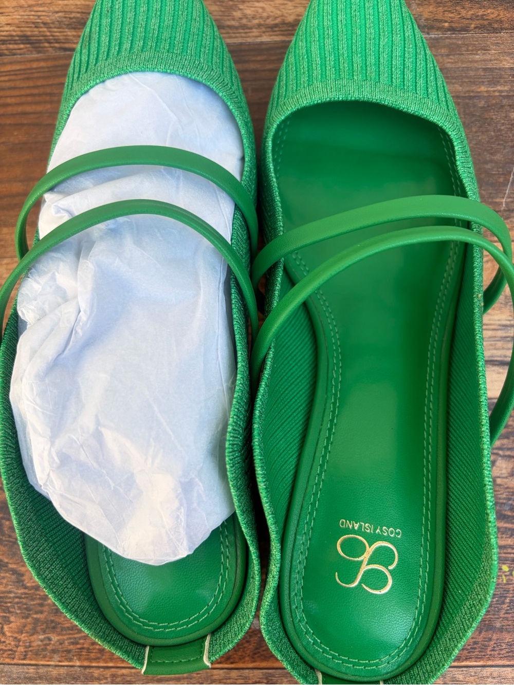 Cosy Island Green Pointed Toe Flats Women’s Size 8 - Picture 14 of 16